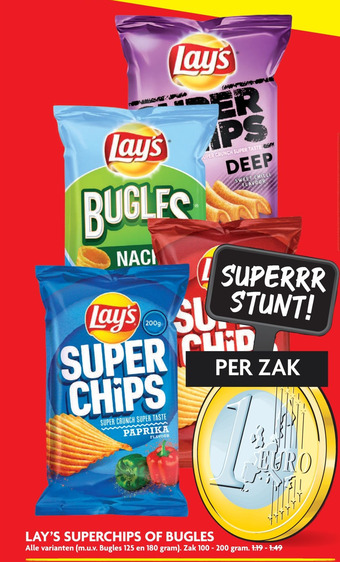 Dekamarkt Lay's superchips of bugles aanbieding