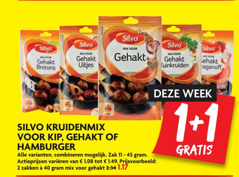 Dekamarkt Silvo kruidenmix voor kip, gehakt of hamburger aanbieding