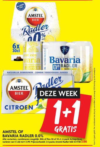 Dekamarkt Amstel of Bavaria radler 0.0% aanbieding