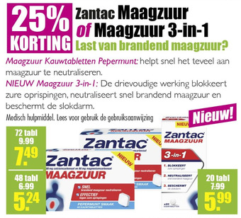 Gezond & Wel Zantac Maagzuur of Maagzuur 3-in-1 aanbieding