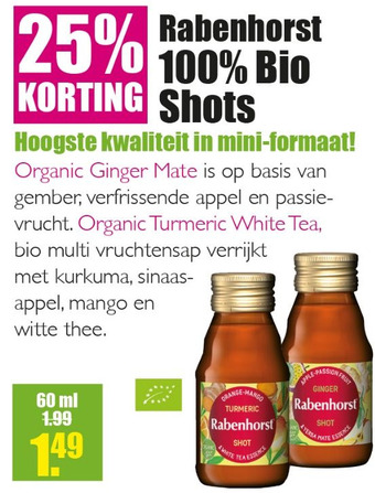 Gezond & Wel Rabenhorst 100% Bio Shots aanbieding