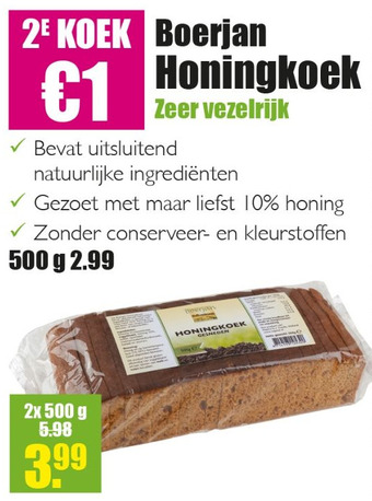 Gezond & Wel Boerjan Honingkoek aanbieding