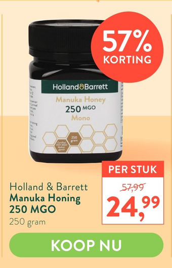 Holland & Barrett Holland & Barrett Manuka Honing 250 MGO aanbieding