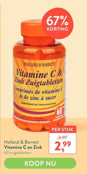 Holland & Barrett Holland & Barrett Vitamine C en Zink aanbieding