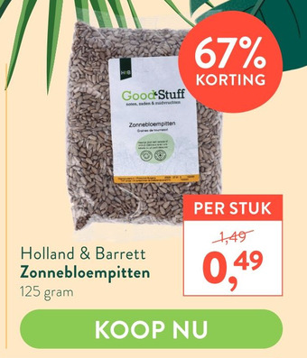 Holland & Barrett Holland & Barrett Zonnebloempitten aanbieding