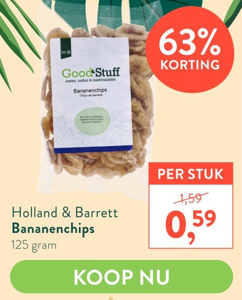 Holland & Barrett Holland & Barrett Bananenchips aanbieding