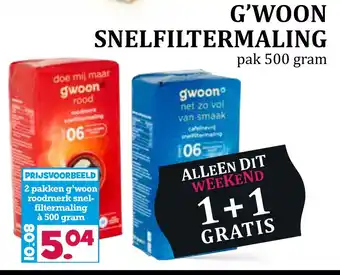 Boon`s Markt G'woon snelfiltermaling 500gram aanbieding