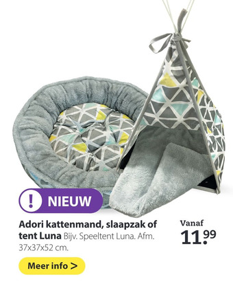 Pets Place Adori kattenmand, slaapzak of tent Luna aanbieding