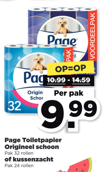 PLUS Page Toiletpapier Origineel schoon of kussenzacht aanbieding