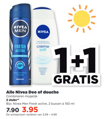 PLUS Alle Nivea Deo of douche aanbieding