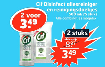 Trekpleister Cif Disinfect allesreiniger en reinigingsdoekjes aanbieding