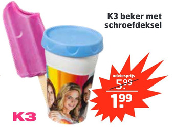 Trekpleister K3 beker met schroefdeksel aanbieding