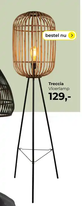 Lampidee Treccia - vloerlamp 3-poot d: 32cm rotan / mat zwart aanbieding