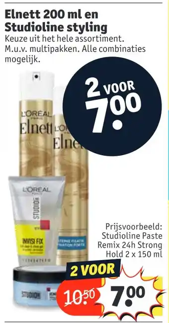 Kruidvat Elnett 200 ml en Studioline styling 150ml aanbieding