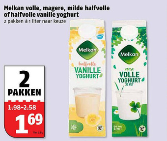 Poiesz Melkan volle, magere, milde halfvolle of halfvolle vanille yoghurt aanbieding