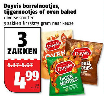 Poiesz Duyvis borrelnootjes, tijgernootjes of oven baked aanbieding