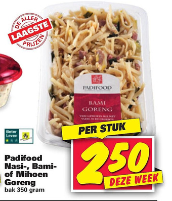 Nettorama Padifood Nasi-, Bami- of Mihoen Goreng aanbieding