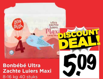 Vomar Voordeelmarkt Bonbébé Ultra e Ultra Zachte Luiers Maxi aanbieding