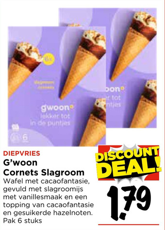 Vomar Voordeelmarkt G'woon Cornets Slagroom aanbieding