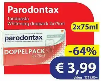 Die Grenze Paradontax tandpasta whitening duopack 2x75ml aanbieding