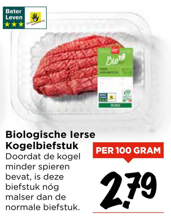 Vomar Voordeelmarkt Biologische lerse Kogelbiefstuk aanbieding