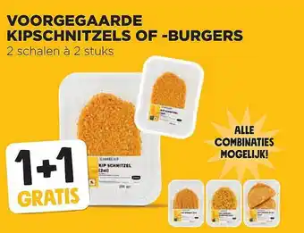 Jumbo Voorgegaarde kipschnitzels of -burgers aanbieding