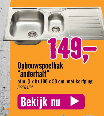 Hornbach Opbouwspoelbak anderhalf" aanbieding