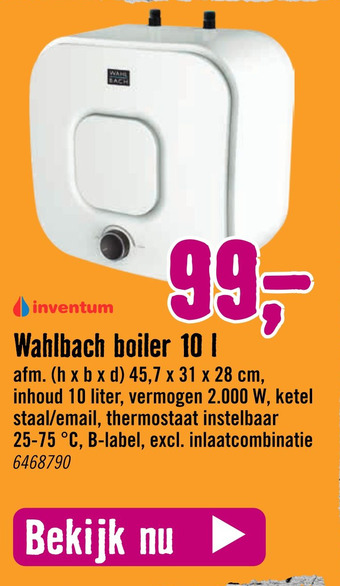 Hornbach Wahlbach boiler 10 I aanbieding