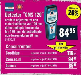 Hornbach Bosch Detector "GMS 120" aanbieding