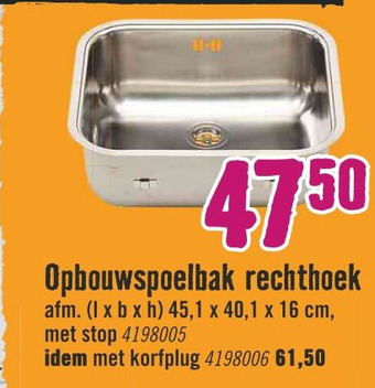 Hornbach Opbouwspoelbak rechthoek aanbieding