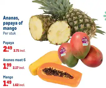 Makro Ananas, papaya of mango aanbieding