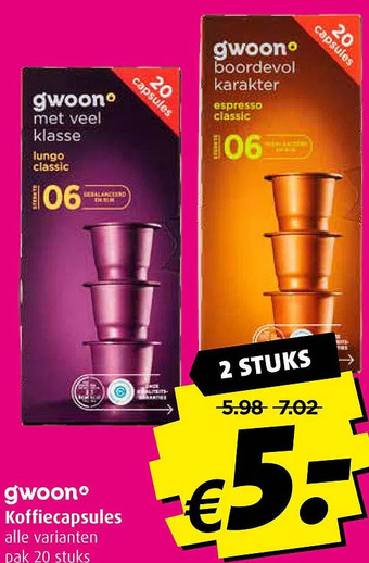 Boni Gwoon koffiecapsules aanbieding