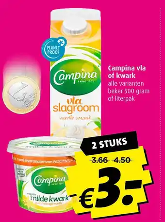 Boni Campina vla of kwark aanbieding