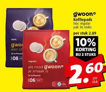 Boni Gwoon koffiepads aanbieding