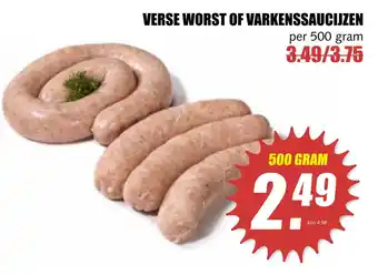 MCD Supermarkt Verse worst of varkenssaucijzen 500gram aanbieding