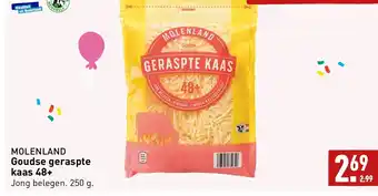 ALDI Molendland goudse geraspte kaas 48+ 250g aanbieding