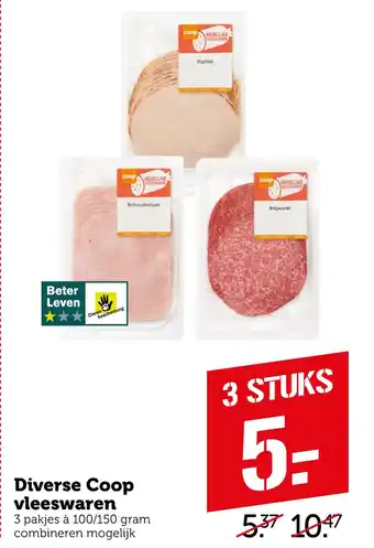 Coop Diverse coop vleeswaren 100-150 gram aanbieding