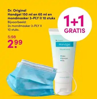 DA Dr. original handgel 150ml en 60ml en mondmasker 3-PLYII aanbieding