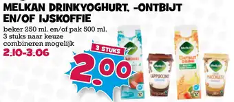 Boon`s Markt Melkan drinkyoghurt, -ontbijt en/of ijskoffie aanbieding