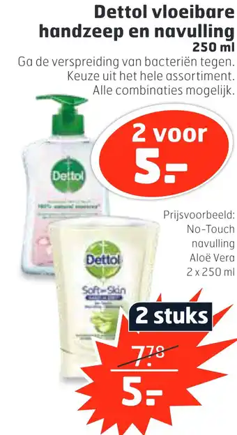 Trekpleister Dettol vloeibare handzeep en navulling 250 ml aanbieding