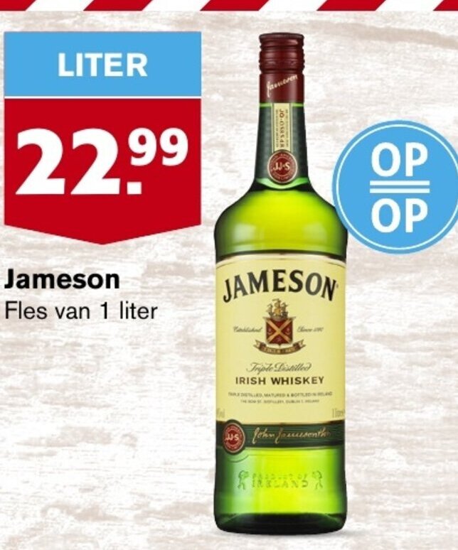 Jameson 1 liter aanbieding bij Hoogvliet