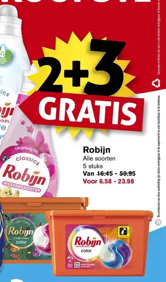 Hoogvliet Robijn 5 stuks 2+3 gratis aanbieding