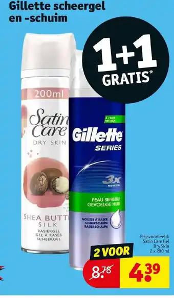 Kruidvat Gillette scheergel en -schuim 1+1 gratis aanbieding