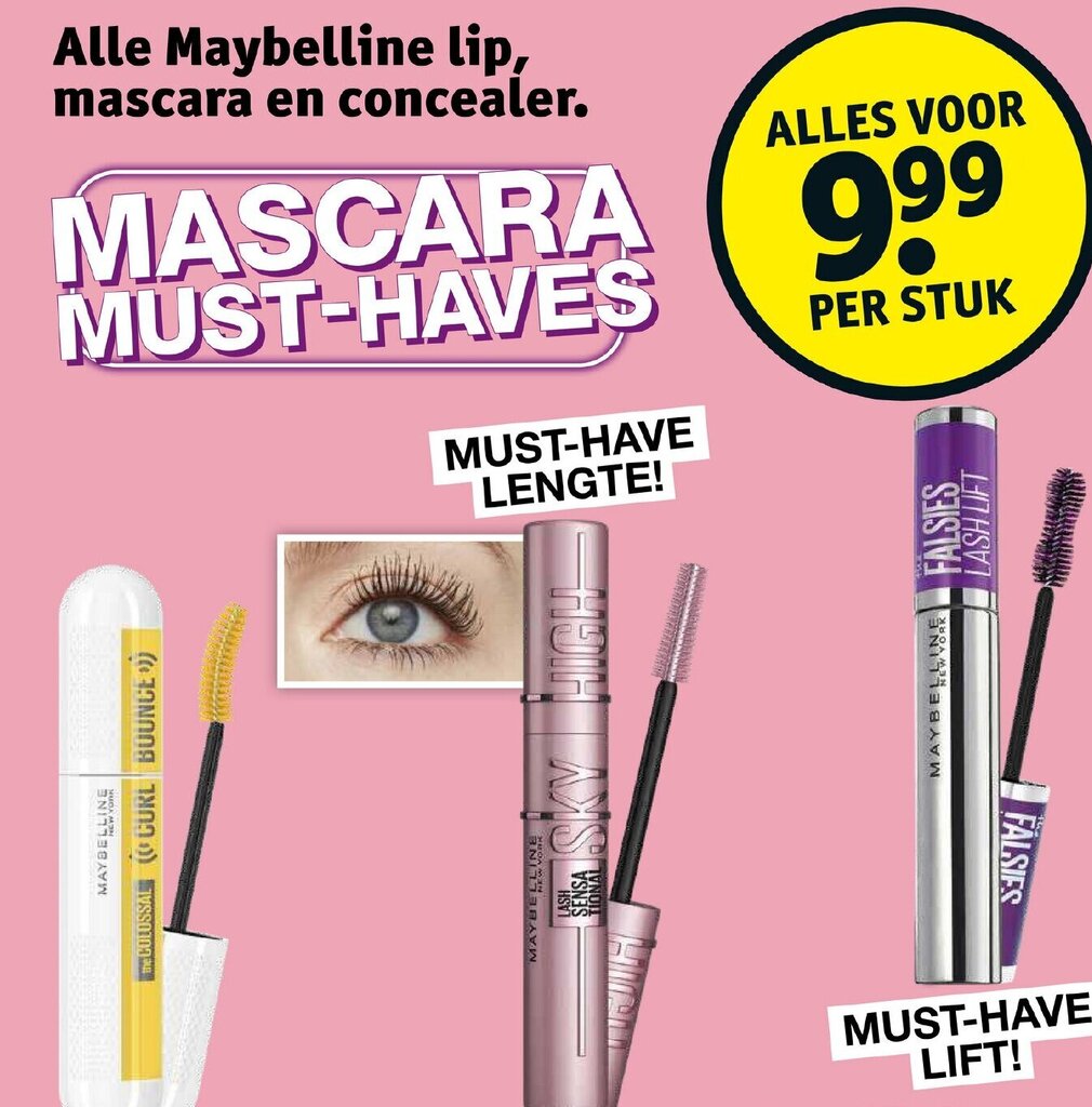 Alle maybelline lip, mascara en concealer aanbieding bij Kruidvat