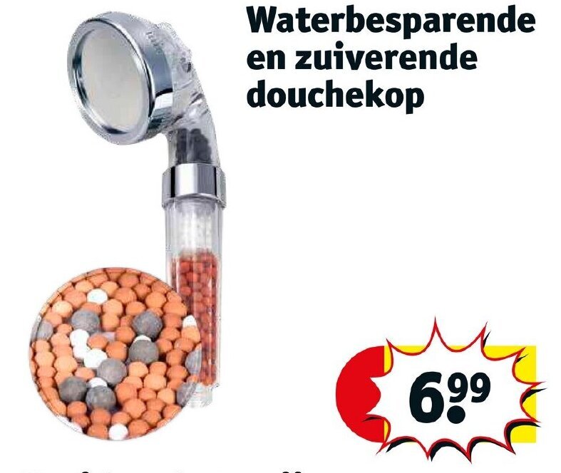 Waterbesparende en zuiverende douchekop aanbieding bij Kruidvat