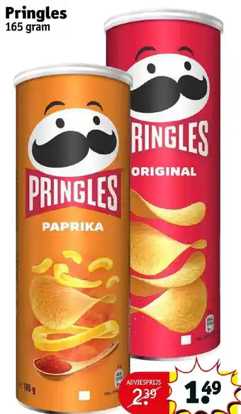 Kruidvat Pringles 165g aanbieding