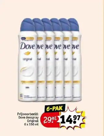 Kruidvat Dove deospray original 6 x 150ml aanbieding