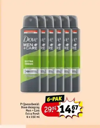 Kruidvat Dove deospray men+care extra fresh 6 x 150ml aanbieding