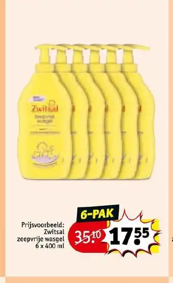 Kruidvat Zwitsal zeepvrije wasgel 6 x 400ml aanbieding