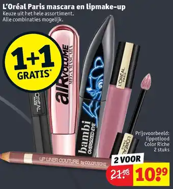 Kruidvat L'Oreal Paris mascara en lipmake-up aanbieding